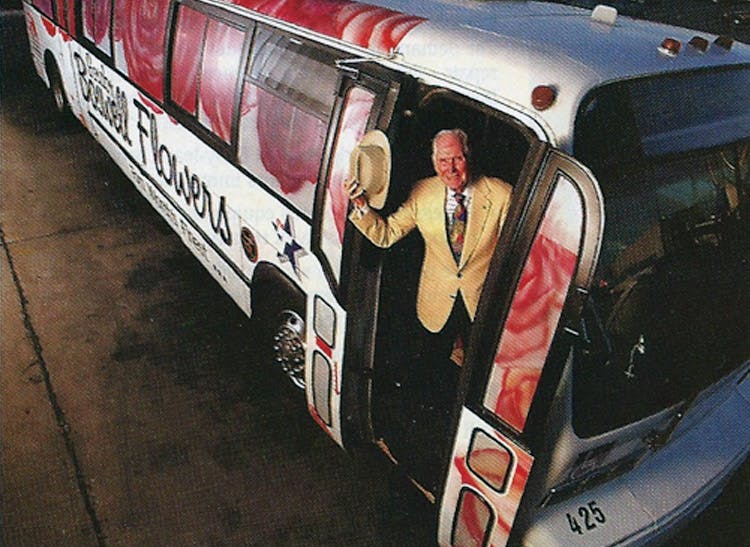 A fully-wrapped city bus promoting Gordon Boswell